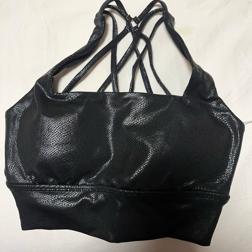 BuffBunny leather print black sports bra
